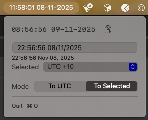 UTC Converter timestamp conversion feature demonstrating bidirectional timezone conversion between UTC and local time